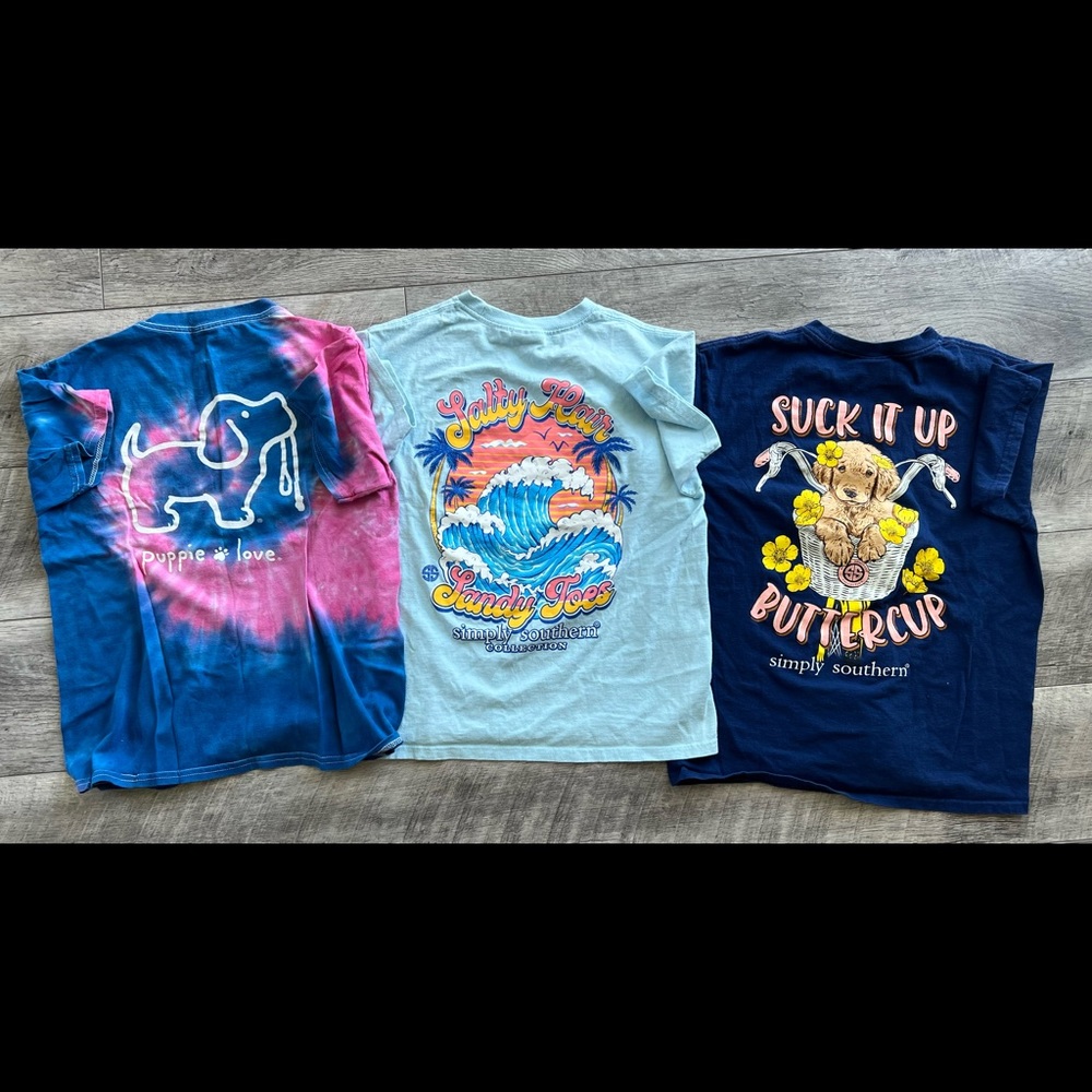 Lot of Youth Puppy Love and Simply Southern T-Shirts